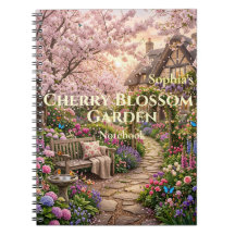 Personalisiertes Kirschblüten-Garten-Spiralnotizbu