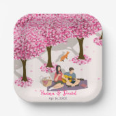Personalisiertes Kirschblüten-Picknick-Quadrat Pappteller (Vorderseite)