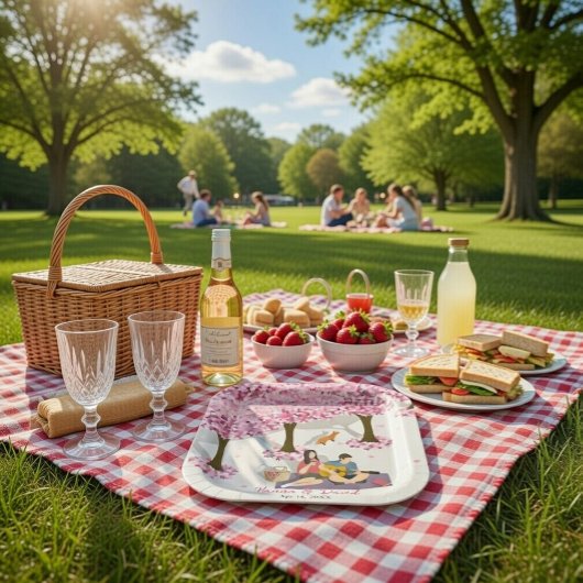 Personalisiertes Kirschblüten-Picknick-Quadrat Pappteller