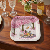 Personalisiertes Kirschblüten-Picknick-Quadrat Pappteller