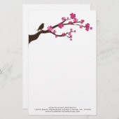Personalisiertes Kirschblüten-Vogelbriefpapier Briefpapier (Vorne/Hinten)