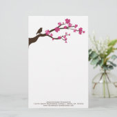 Personalisiertes Kirschblüten-Vogelbriefpapier Briefpapier (Stehend Vorderseite)