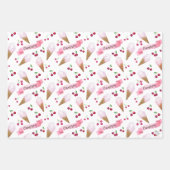 Personalisiertes Kirscheis Creme Cones Pink Pastet Geschenkpapier Set (Vorderseite 3)
