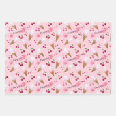 Personalisiertes Kirscheis Creme Cones Pink Pastet Geschenkpapier Set (Vorderseite 2)