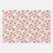 Personalisiertes Kirscheis Creme Cones Pink Pastet Geschenkpapier Set (Vorderseite)