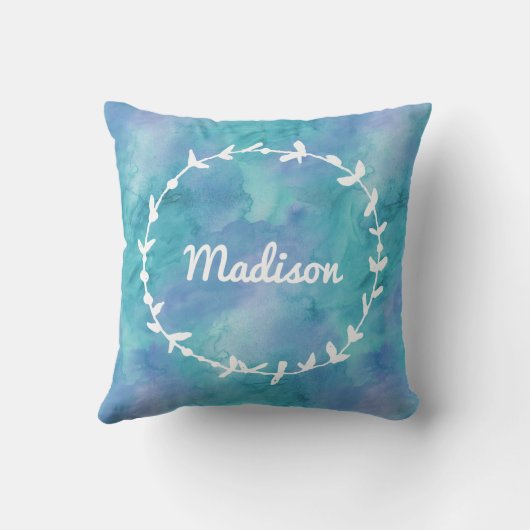 Personalisiertes Kissen in Pink Watercolor (Rückseite)