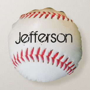 Personalisiertes Kissen Weiß Baseball rote Sticker