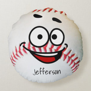 Personalisiertes Kissenweißes Baseball-Gesicht Rundes Kissen