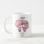 Personalisiertes Kissing-Paar im Chibi-Stil Kaffeetasse (Links)