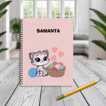 Personalisiertes Kitten-Garn Deluxe-Spiralnotizbuc