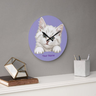 Personalisiertes Kitten-Kunstgeschenk mit individu Große Wanduhr