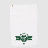 Personalisiertes klassisches grünes Golf-Monogramm Golfhandtuch (Vorderseite)