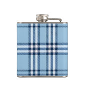 Personalisiertes Klassisches Hellblau & Navy Karie Flachmann (Rückseite)