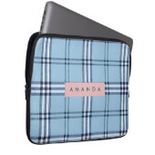 Personalisiertes Klassisches Hellblau & Navy Karo Laptopschutzhülle (Vorne Rechts)