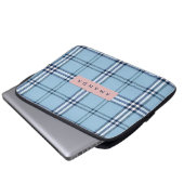 Personalisiertes Klassisches Hellblau & Navy Karo Laptopschutzhülle (Vorne Knopf)