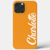 Personalisiertes klassisches Monogramm-Orange Case-Mate iPhone Hülle (Rückseite)