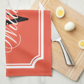 Personalisiertes, klassisches, monogramm orangefar geschirrtuch (Viertel Falte)