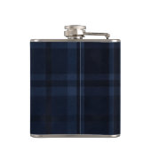 Personalisiertes klassisches navyblaues Karomuster Flachmann (Rückseite)