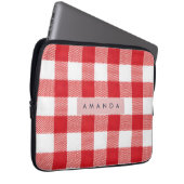 Personalisiertes Klassisches Rotes Gingham-Karo Laptopschutzhülle (Vorne Rechts)