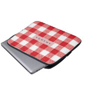 Personalisiertes Klassisches Rotes Gingham-Karo Laptopschutzhülle (Vorne Knopf)