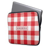 Personalisiertes Klassisches Rotes Gingham-Karo Laptopschutzhülle (Vorderseite Links)
