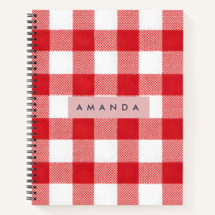 Personalisiertes Klassisches Rotes Gingham-Karo Notizblock