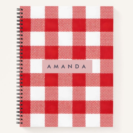 Personalisiertes Klassisches Rotes Gingham-Karo Notizblock (Vorderseite)
