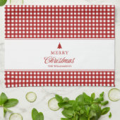 Personalisiertes klassisches rotes Gingham-Weihnac Geschirrtuch (Gefaltet)