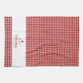 Personalisiertes klassisches rotes Gingham-Weihnac Geschirrtuch (Horizontal)