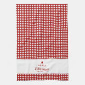 Personalisiertes klassisches rotes Gingham-Weihnac Geschirrtuch (Vertikal)