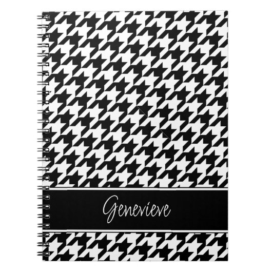 Personalisiertes klassisches Schwarz-Weiß-Hahnentr Notizblock (Vorderseite)