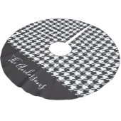 Personalisiertes klassisches Schwarz-Weiß-Hahnentr Polyester Weihnachtsbaumdecke (Schrägansicht)