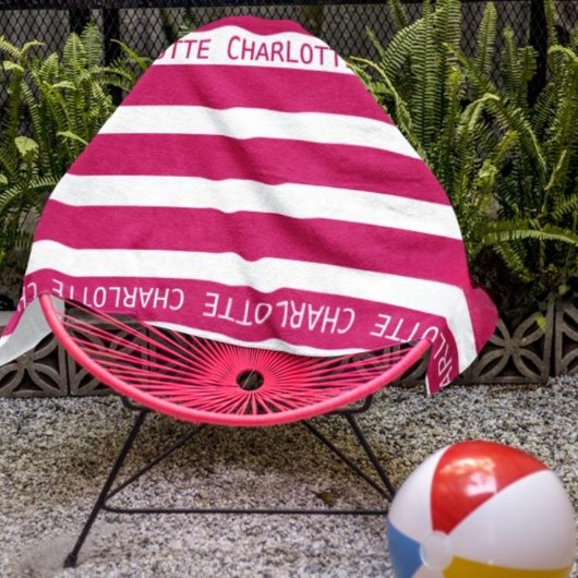 Personalisiertes klassisches Strandhandtuch | Rosa