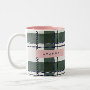 Personalisiertes klassisches Waldgrün und Navy-Kar Zweifarbige Tasse