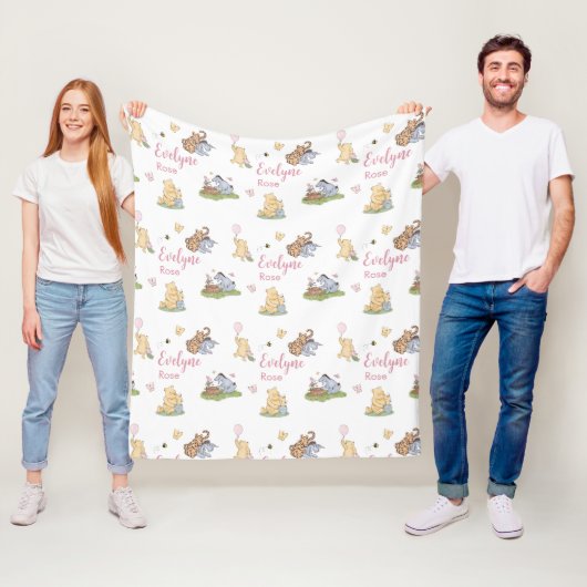 Personalisiertes klassisches Winnie Puuh Mädchen B Fleecedecke (Beispiel)