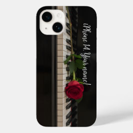 Personalisiertes Klavier mit einer roten Rose - ro Case-Mate iPhone 14 Hülle
