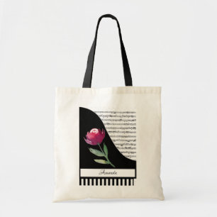 Personalisiertes Klavier mit rosa Rose Tragetasche