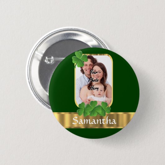 Personalisiertes Kleeblatt Button (Vorne & Hinten)