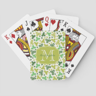 Personalisiertes Kleeblatt-Monogramm Spielkarten