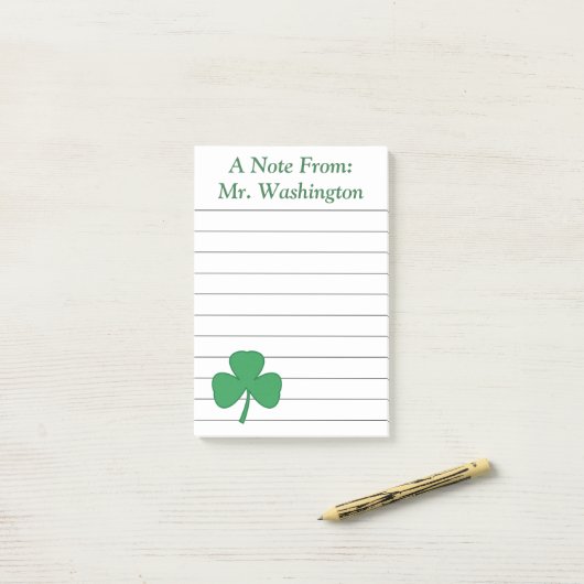 Personalisiertes Kleeblatt Post It Notes Post-it Klebezettel (Auf Schreibtisch)