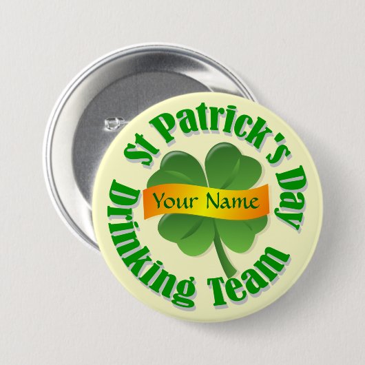 Personalisiertes Kleeblatt St Patrick Button (Vorne & Hinten)