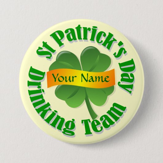 Personalisiertes Kleeblatt St Patrick Button (Vorderseite)