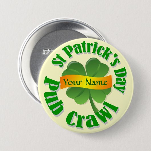 Personalisiertes Kleeblatt St Patrick Button (Vorne & Hinten)
