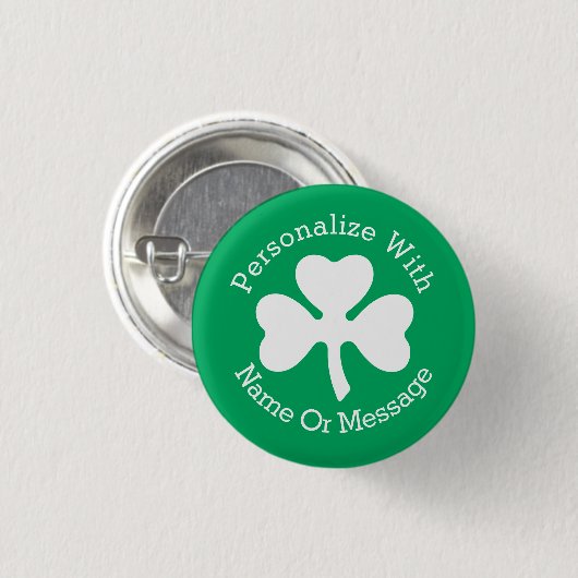PERSONALISIERTES Kleeblatt St Patricks Day Button (Vorne & Hinten)