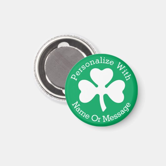PERSONALISIERTES Kleeblatt St Patricks Day Magnet (Vorderseite/Rückseite)