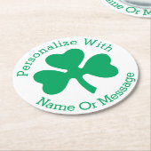 PERSONALISIERTES Kleeblatt St Patricks Day Runder Pappuntersetzer (Angewinkelt)