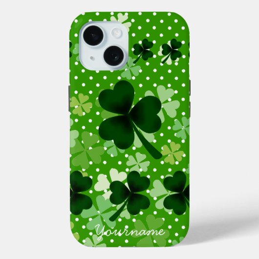 Personalisiertes Kleeblatt und Polka Dot Case-Mate iPhone Hülle (Rückseite)