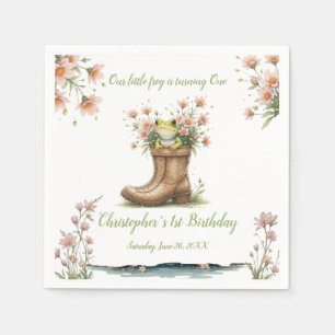 Personalisiertes kleines Froggie 1. Party Serviette