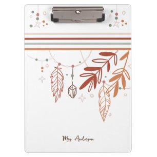 personalisiertes Klemmbrett Boho-Blumenmuster anpa