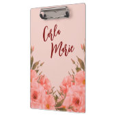 Personalisiertes Klemmbrett | Rosa Blumenmuster (Links)